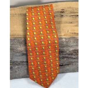 Peter Blair Mens Silk Tie Orange Green Key Lime Skeleton Key Novelty Made in USA